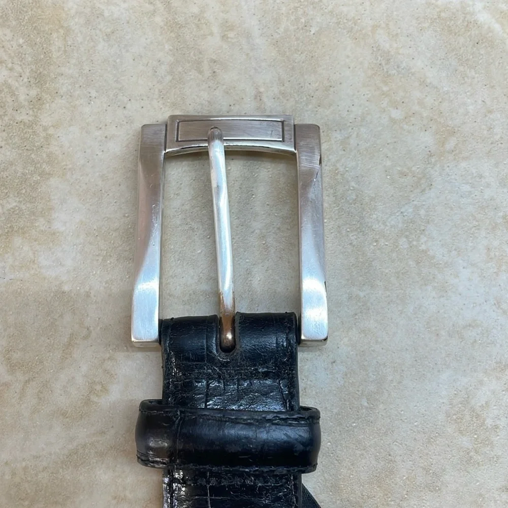 Brighton Dress Belt Size 38 Animal Full Grain Leather Glove Lining Black